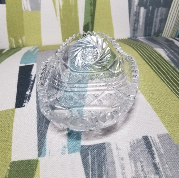 Crystal Dish Candy Dish Pickle Dish With Windmill Pattern Crystal Clear - Picture 5 of 9